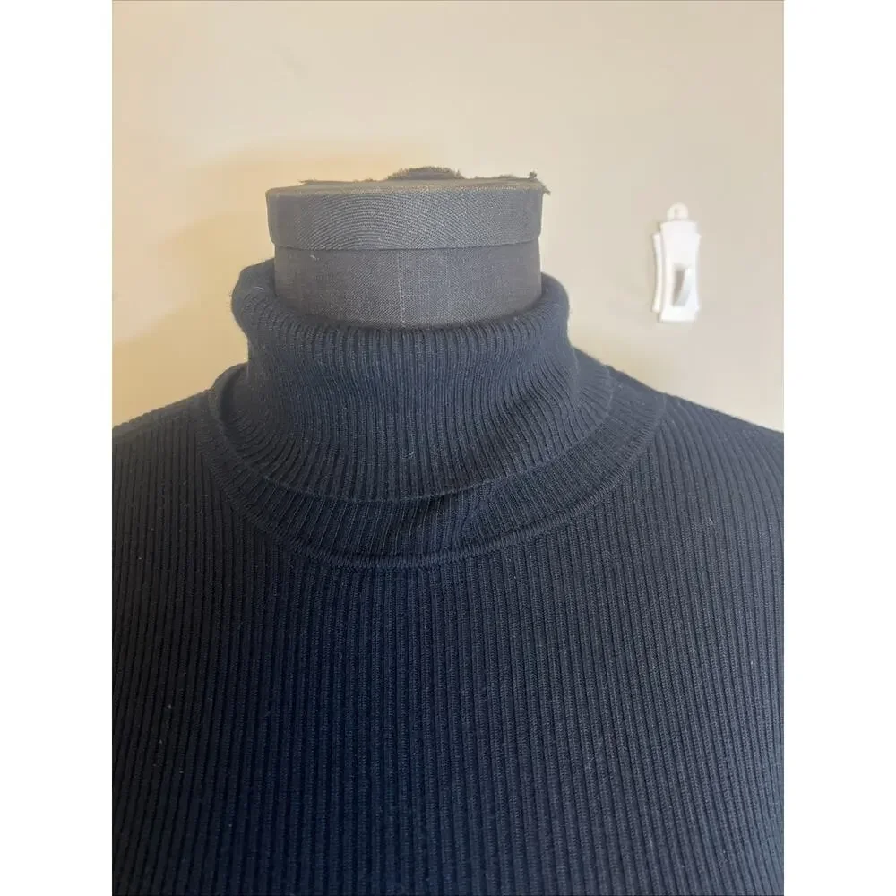 Michael Kors‎ Black Dress Medium Turtleneck Drop Waist Sweater Top Retro